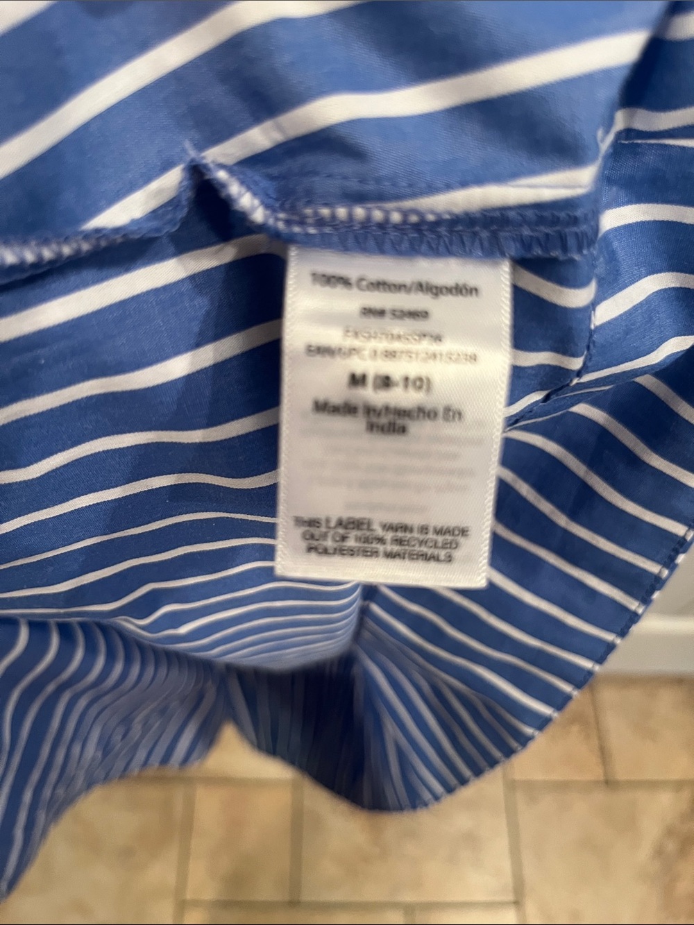 Striped Blue & White Midi Shirt Dress with Tie Waist - Picture 7 of 10